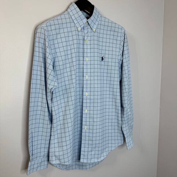 Ralph Lauren Checked Performance Twill Shirt Polo Golf Dress Shirt Blue S - Picture 5 of 7